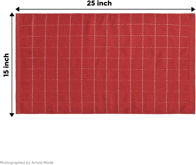 Artoid Mode Checkered Designed Cotton Beige Red Terry Kitchen Dish Towels - Image 7