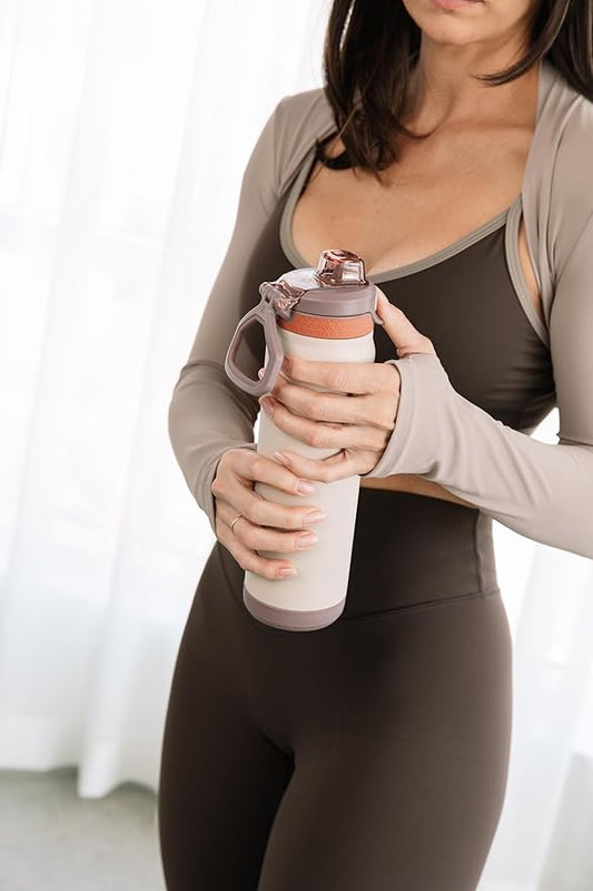 ZULU Powerfill Pro 24oz Stainless Steel Water Bottle with Quick Fill Lid, Triple Walled Vacuum Insulated Metal, Leak Proof Locking Lid, Sip and Chug, Reusable BPA Free, Driftwood