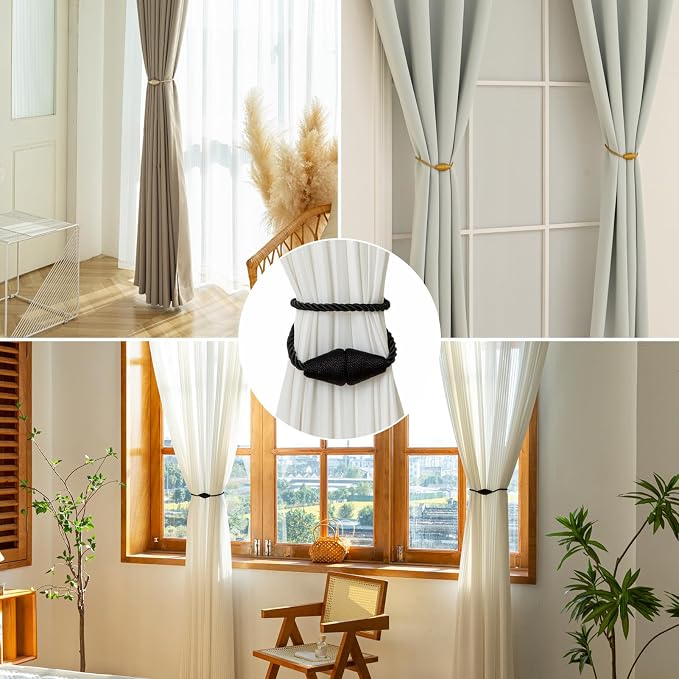 Magnetic Curtain Tiebacks 2 Pack Outdoor Rope Curtain Tie Backs Decorative - Image 6