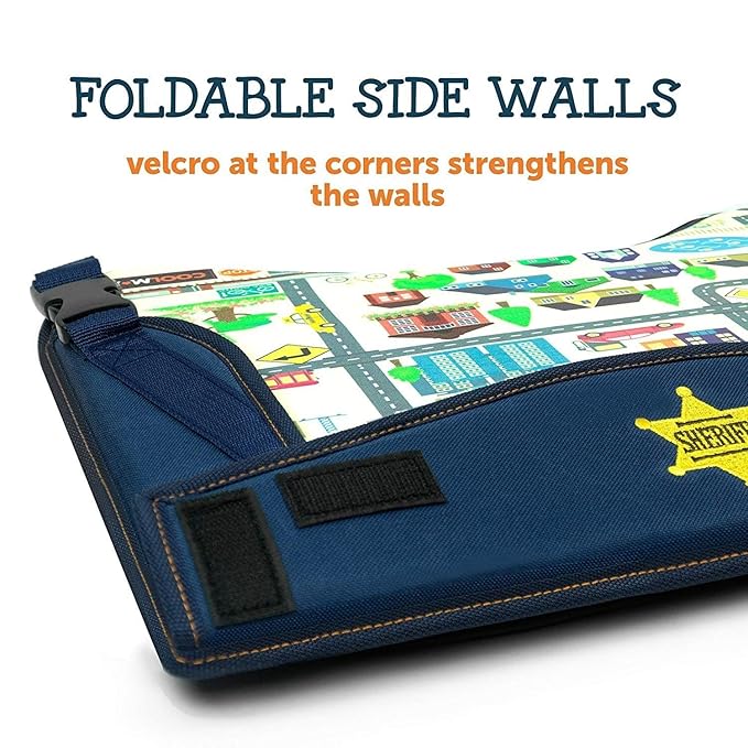 Coolmum Kids Travel Tray, Toddler Car Seat Tray, Double Sided Activity Organizer, Snack Lap Table, Baby Stroller Tray, Airplane Play Table, Waterproof and Foldable (Premium Blue)