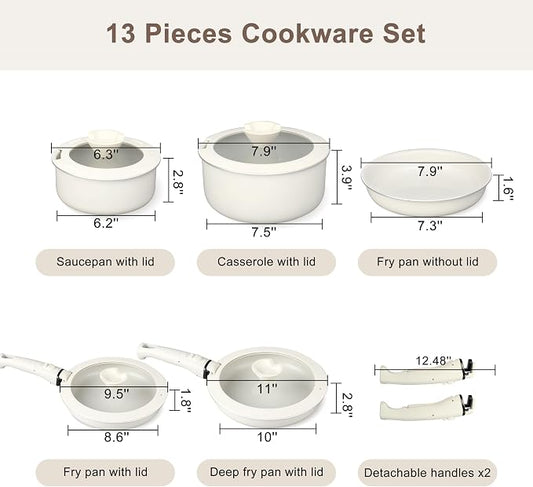 13 Pcs Pots and Pans Set, Nonstick Cookware Set - Image 2