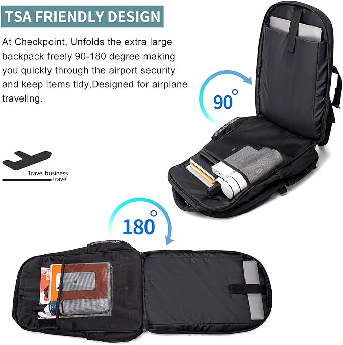 Lunch Bag Backpack, Insulated Cooler Lunch Box Backpack, Extra Large 17inch Travel Laptop Backpack 50L with USB Charging Port, Water Resistant Big work Backpack for Men Women , Grey