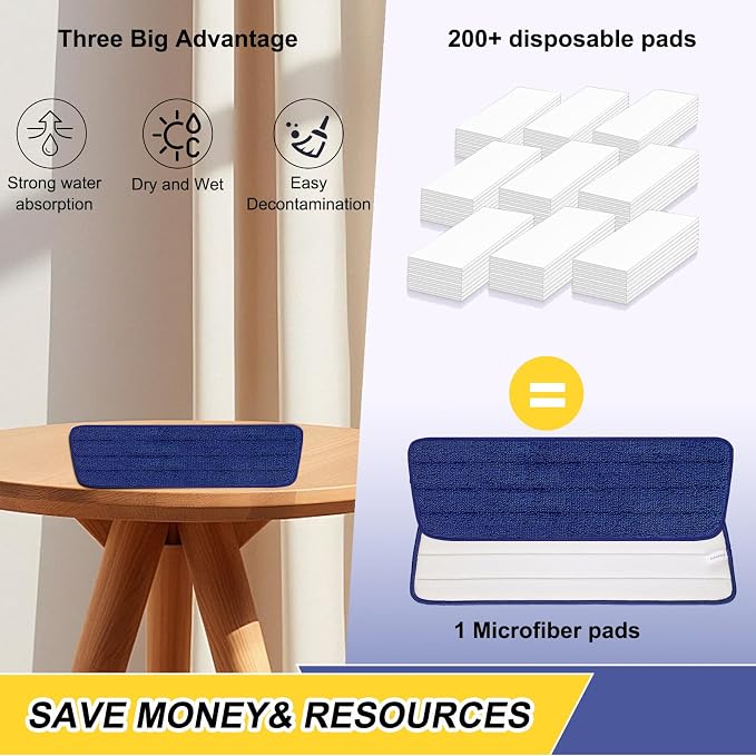 8 Pack 16.5 inch Reusable Mop Pads Microfiber Spray Mop Replacement Heads - Image 7