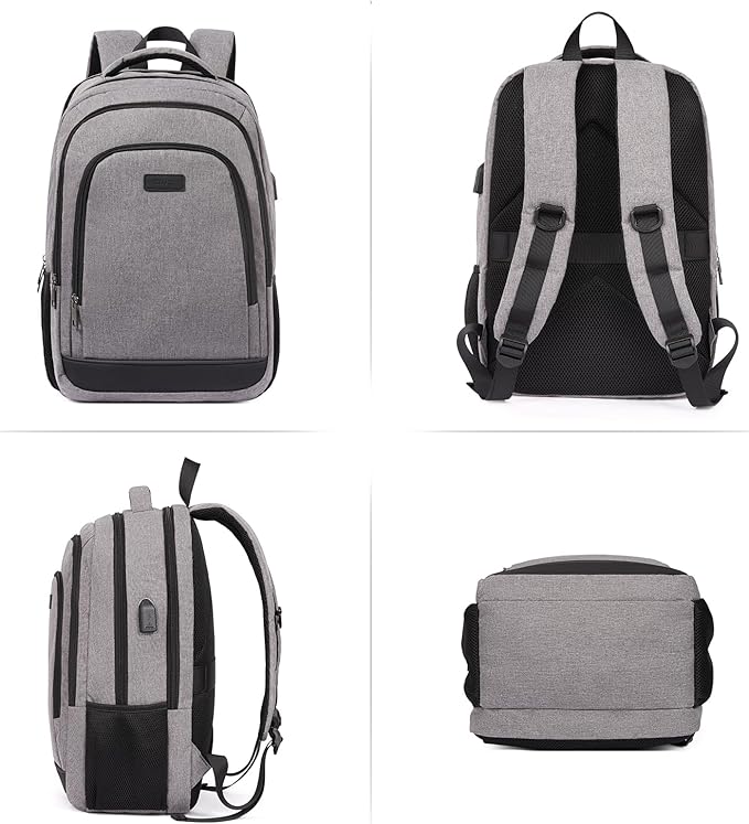 CLUCI Laptop Backpack for Men Women School Backpack College Bookbag for Men Water Resistant Travel Work Backpacks Fits 15.6" Laptop Business Computer Bag with USB Charging Port Grey