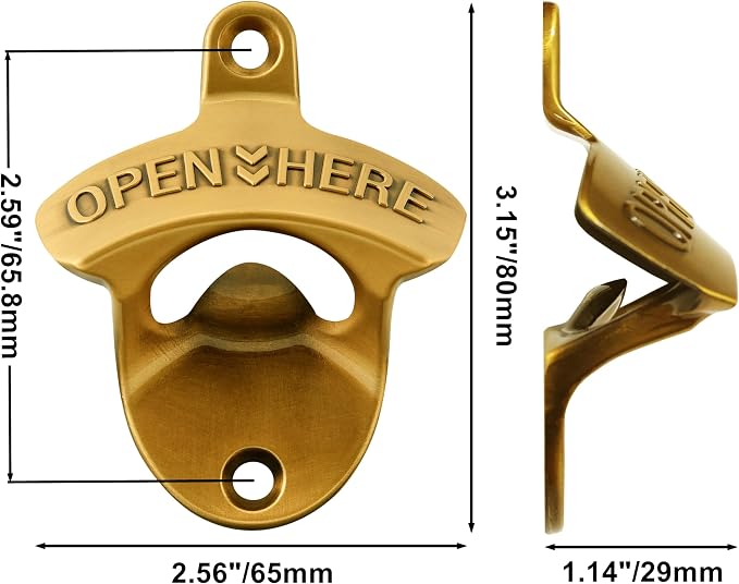 Antique Gold Wall Mounted Bottle Opener, Stainless Haning Beer Bottle Opener - Image 4