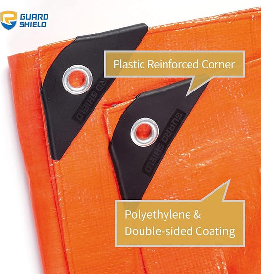 GUARD SHIELD Orange Tarp 12x12 Feet Tarps High Visibility Outdoor Poly Cover Lightweight 6mil