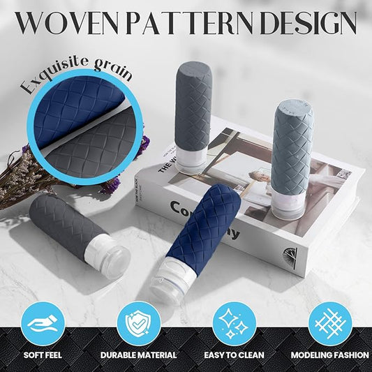 Travel Bottles for Toiletries, TSA Approved Silicone Travel Size Containers for Toiletries, BPA Free Leak Proof Refillable Essentials Accessories, Shampoo and Conditioner Bottles (Navy Blue)