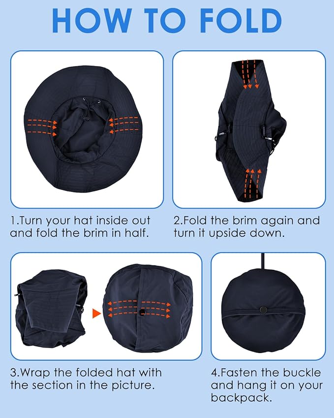 BROTOU Foldable Bucket Hats for Women/Men, UPF 50+ Wide Brim Sun Hat, Waterproof Fishing Cap with UV Protection