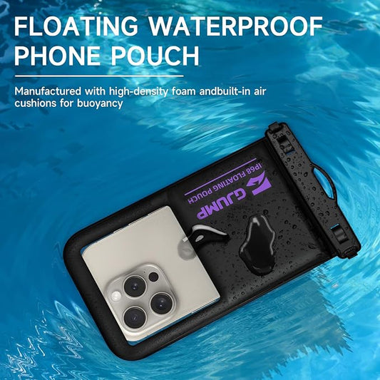 2 Pack Floating Waterproof Phone Pouch, Up to 8.3" IP68 Cellphone Dry Bag Compatible for iPhone 16 15 14 13 Pro Max Samsung Galaxy, Essential for Beach Cruise Ship (Purple*2)