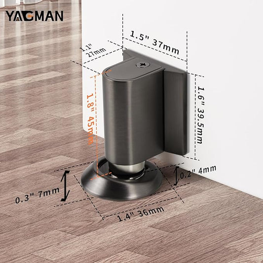 3 Pack Magnetic Door Stoppers Retractable Bottom of Door Holder No Drilling Mount Floor Door Stop with Screws and Adhesive Catch Door Keep Door Open Grey G-3