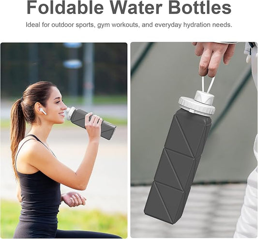 Collapsible Water Bottles Flexible Bpa Free Silicone Reusable Foldable Water Bottle,Durable Lightweight Leak-Proof Compact Water Bottles For Travel Hiking Yoga Running Outdoor Sports