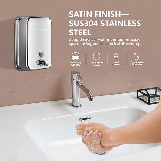 Stainless Steel Soap Dispenser for Home – 16.9oz Wall Mount, Anti-Leak Pump - Image 2