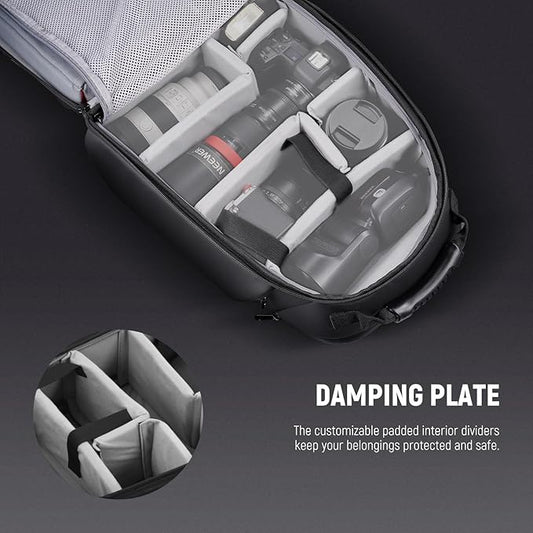 NEEWER BASICS Camera Bag for Photographer, Water Resistant Digital Cam Backpack Shockproof Large Case Compatible with Sony Canon Nikon DSLR Mirrorless Lenses Small Photography Accessories, PB26 Black