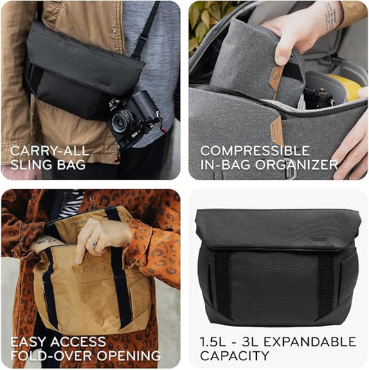 Peak Design Field Pouch V2, Kelp, 2-in-1 Organizer and Sling Bag, Adjustable Shoulder Strap and Integrated Belt Loops, Weatherproof Nylon Canvas, Organizer Pouch or Carry Bag for Men and Women