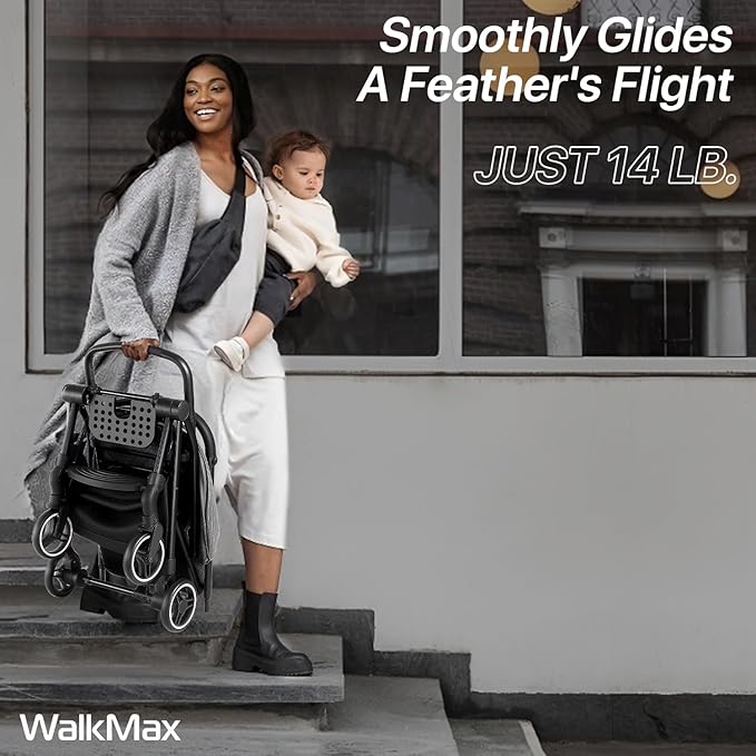 Lightweight Stroller Compact Travel Stroller for Airplane One-Click Folding with Reclining Seat, UV Protection Canopy,Silent All-Terrain Wheels,Umbrella Strollers for Toddlers 0-4