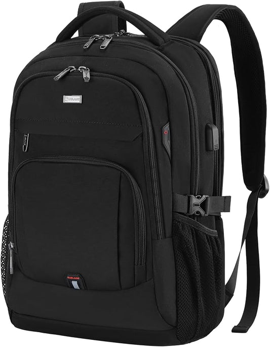 DUSLANG 17 Inch Laptop Backpack for Travel Water Resistant College Backpack for Men Women Laptop Bag with USB Charging Port,Black