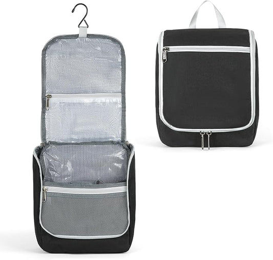 Della Gao Black Water Repellent Polyester Hanging Toiletry Bag for Travel