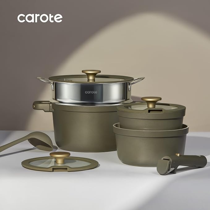 CAROTE Ceramic Saucepan Set 5.5QT/3QT/2QT,Nonstick Cooking Pots Set - Image 8