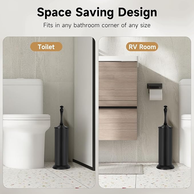 Black Toilet Brush and Holder,Extra Long Handled Toilet Brush - Image 7