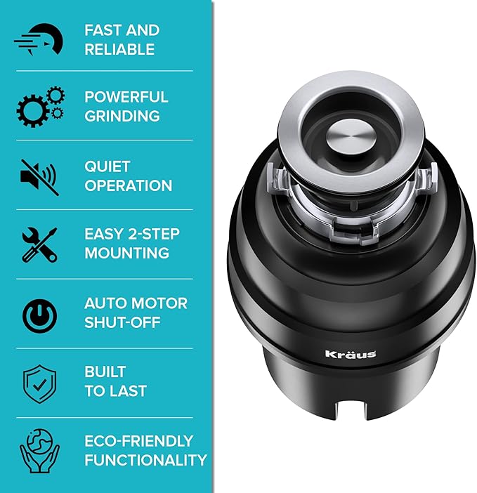 KRAUS Kore Workstation 30-inch Undermount 16 Gauge Stainless Kitchen Sink, Single Bowl Kitchen Sink with 1 HP Garbage Disposal,KWU110-30-100-100MB