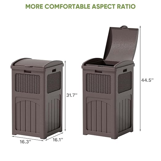 Patiowell 36 Gallon Outdoor Trash Can, Resin Outdoor Garbage Can - Image 8