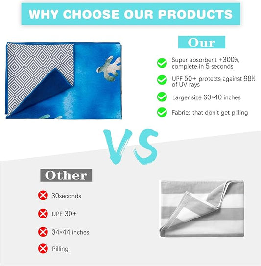 PY SUPER MODE 2 Pack Beach Towel - 75 x 35 inches Quick Dry Microfiber Beach Towels Oversized, Lightweight Soft and Absorbent Suitable for Swimming Pool Camping for Adults