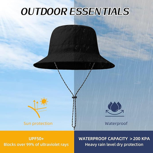Durio Waterproof Bucket Hats for Woman UPF 50+ Sun Hat UV Protection Packable Rain Hats for Women Lightweight Hiking Hat