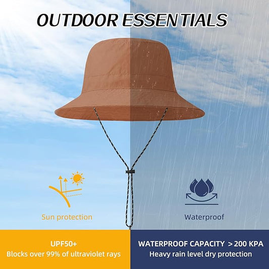 Durio Waterproof Bucket Hats for Woman UPF 50+ Sun Hat UV Protection Packable Rain Hats for Women Lightweight Hiking Hat