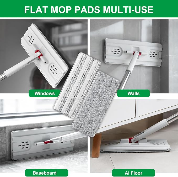 Flat Mop Pads, 5 Pack 13" X 4.9" Flat Mop Microfiber Mop Head/Refill/Pad - Image 7