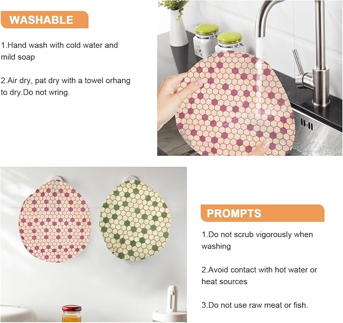 Reusable Bowl Covers for Bread Proofing(2 Large)- Cotton Beeswax Bowl Covers - Image 7