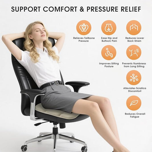 3D Inflatable Seat Cushion for Pressure Relief - Airplane Travel Air Sitting Pad with Storage Bag, Portable Inflatable Seats Cushions for Car Chair Camping Wheelchair Stadium Bleacher, Khaki