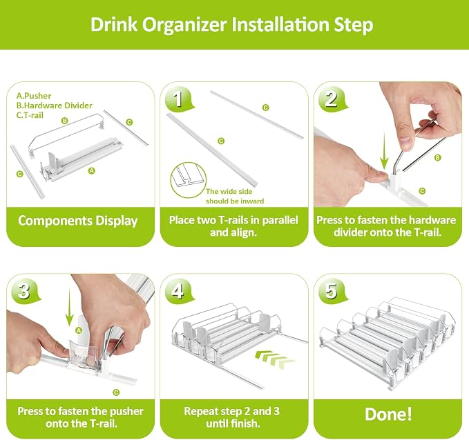 Drink Organizer for Fridge, Self Pushing Fridge Drink Organizer, Automatic - Image 7