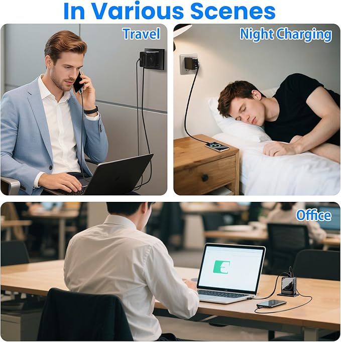 Nillkin FlexLine 65W for Retractable Wall Charger(GaN6), Dual-Port with 28.7in Retractable USB C Cable + 39.3in USB C Cable(Extra), iPhone Charger, MacBook, iPad, Samsung, Fast Charger - Black