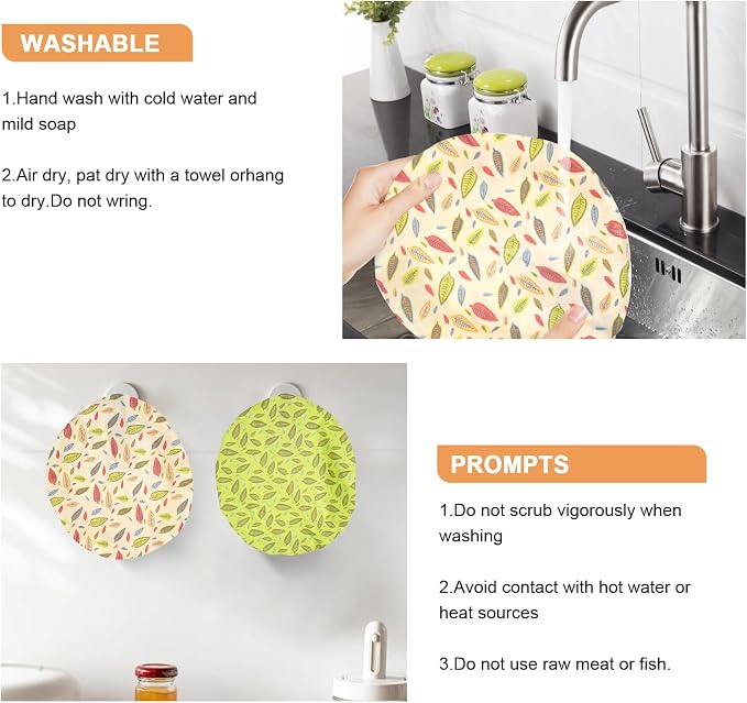 Reusable Bowl Covers for Bread Proofing(2 Large)- Cotton Beeswax Bowl Covers - Image 7