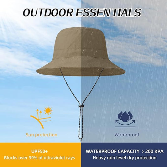 Durio Waterproof Bucket Hats for Woman UPF 50+ Sun Hat UV Protection Packable Rain Hats for Women Lightweight Hiking Hat