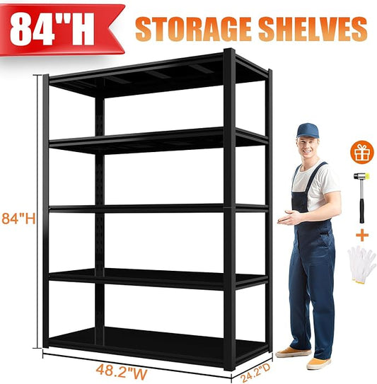 84“H Garage Shelving Heavy Duty Storage Shelves 3000 LBS Adjustable 5 Tier - Image 2