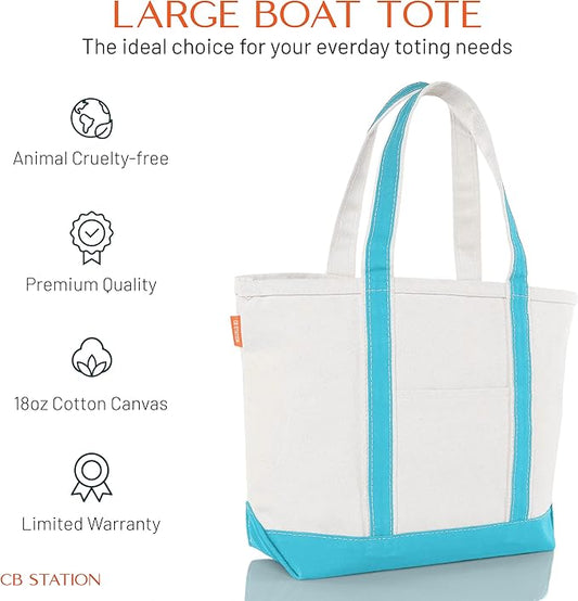 CB STATION Medium Classic Canvas Tote Bag for Women, Top Zipper Closure, Outer Pocket, Daily Essentials, Groceries, Traveling