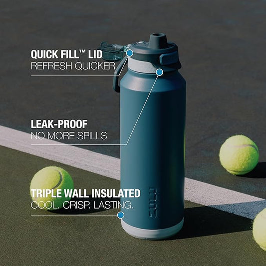ZULU Powerfill Pro 24oz Stainless Steel Water Bottle with Quick Fill Lid, Triple Walled Vacuum Insulated Metal, Leak Proof Locking Lid, Sip and Chug, Reusable BPA Free, High Tide