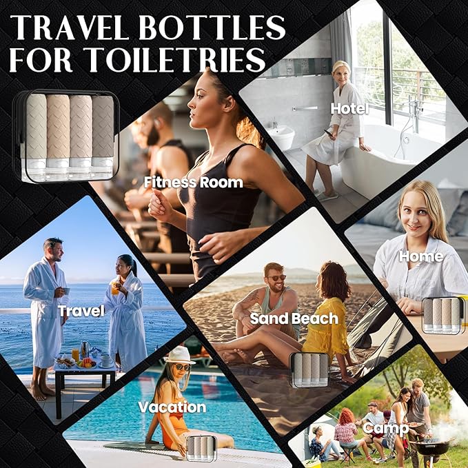 Travel Bottles for Toiletries, TSA Approved Silicone Travel Size Containers for Toiletries, BPA Free Leak Proof Refillable Essentials Accessories, Shampoo and Conditioner Bottles (Cream)