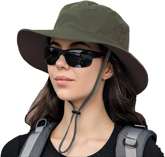 Rosoz Sun Hat for Men Women Boonie Bucket Hat Wide Brim Breathable Cooling Fishing Hats Safari Beach Garden UV Protection