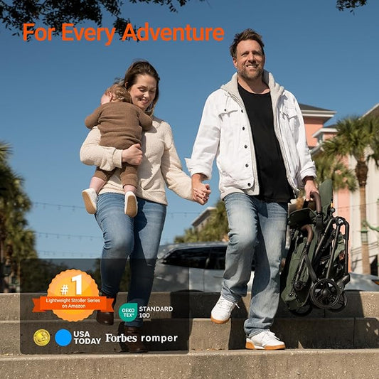Lightweight Baby Travel Stroller with Carbon Fiber Frame, Compact & Airplane-Friendly, One-Handed Folding Design, 11.6 lbs, Perfect for Toddlers, Green