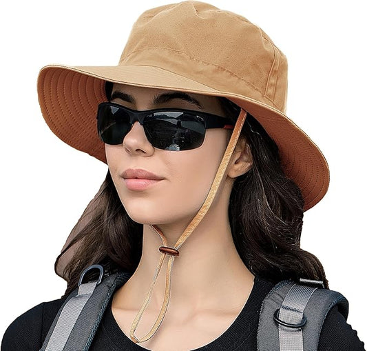 Rosoz Sun Hat for Men Women Boonie Bucket Hat Wide Brim Breathable Cooling Fishing Hats Safari Beach Garden UV Protection