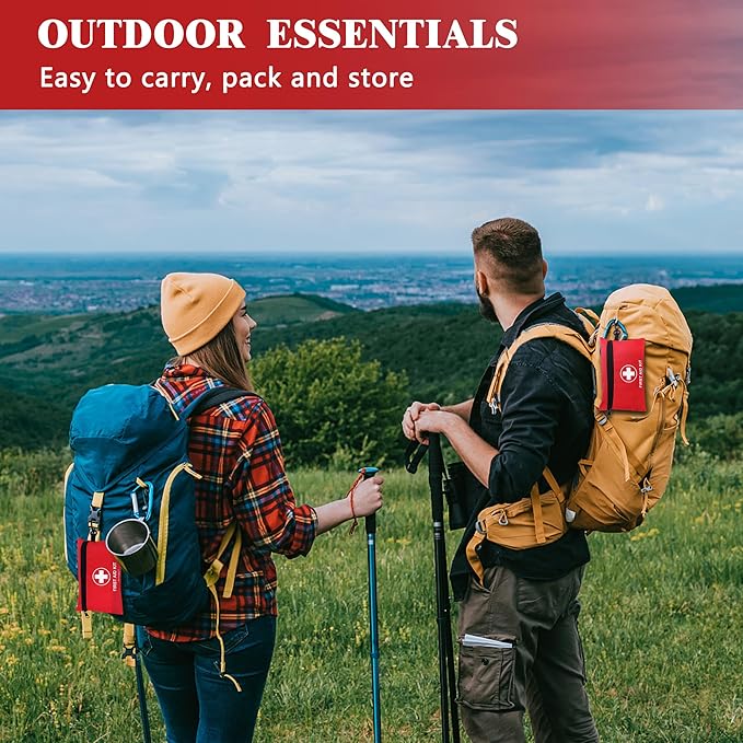 Mini First Aid Kit - 140 Piece Small First Aid Medical Kit for Car, Home, Office, Travel, Camping, Sports, Outdoor, School - Emergency First Aid Supplies and Survival Kit