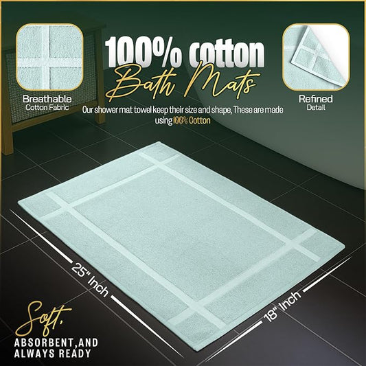Pearl Linens Pack of 2 100% Cotton Bath Mat 18x25 inches, Soft & Absorbent - Image 2