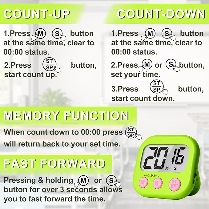 ZILLEEN Classroom Timer for Kids Teachers 12 Pack Digital Tmers - Image 8