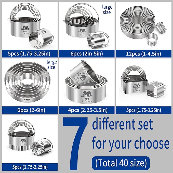 Square Biscuit Cutter Set 1.75inch 2inch 2.25inch 2.75inch 3.25inch, Stainless - Image 5