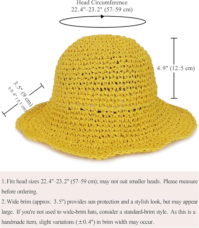 Womens Wide Brim Straw Sun Hat Foldable Floppy Crochet Beach Hat for Summer