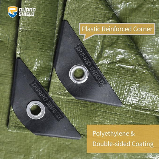 GUARD SHIELD Tarp Green 8x8 Feet Multi Purpose Waterproof Poly Tarp Cover 5mil (2-Pack)