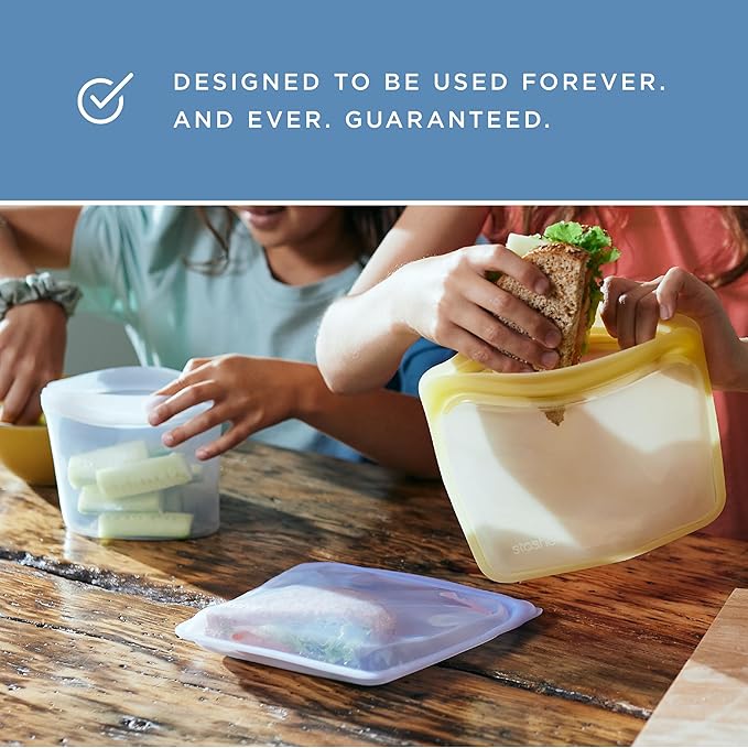 Stasher Premium Silicone Reusable Food Storage Bags, 6-Pack, Multi, Multi-Use Food Storage Bags, Lunch Bag, Travel Containers, BPA Free, Leak-free, Dishwasher-Safe, Eco-friendly