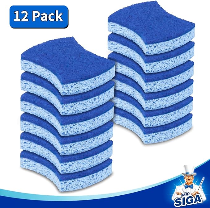 MR.SIGA Non-Scratch Cellulose Scrub Sponge, Dual-Sided Dishwashing Sponge - Image 6